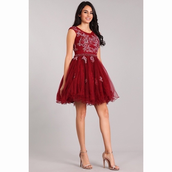 MY Fashion 1825 Burgundy Dress - Picture 4 of 8